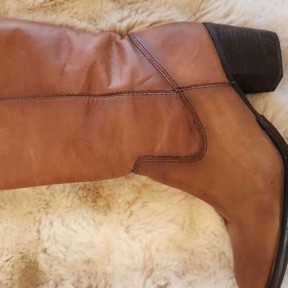Vince Camuto knee high leather riding boots in camel - Picture 12 of 15